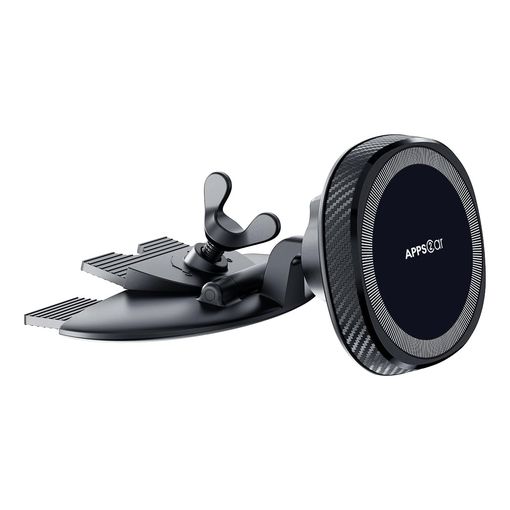 APPS2Car magnetic CD slot car phone mount clamped into a car stereo CD player slot