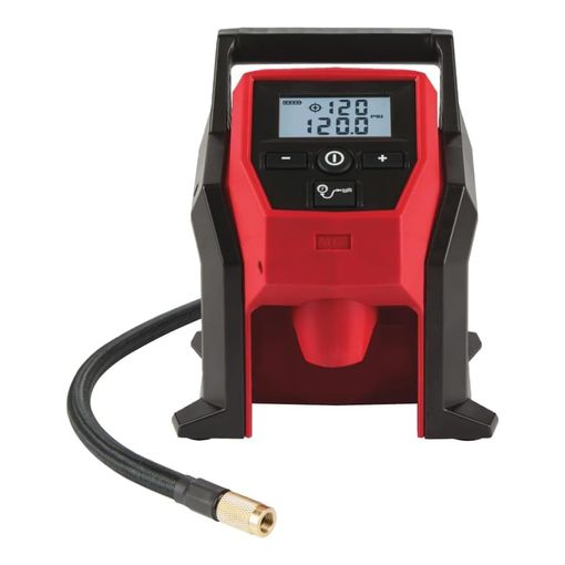 Milwaukee M12BI-0 sub-compact cordless tire inflator with digital display